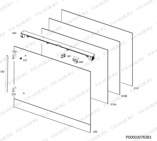 Взрыв-схема плиты (духовки) Aeg BP8615101M - Схема узла Door