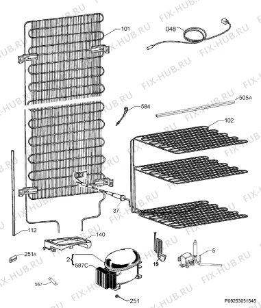 Взрыв-схема холодильника Husqvarna Electrolux QRT4226X - Схема узла Cooling system 017