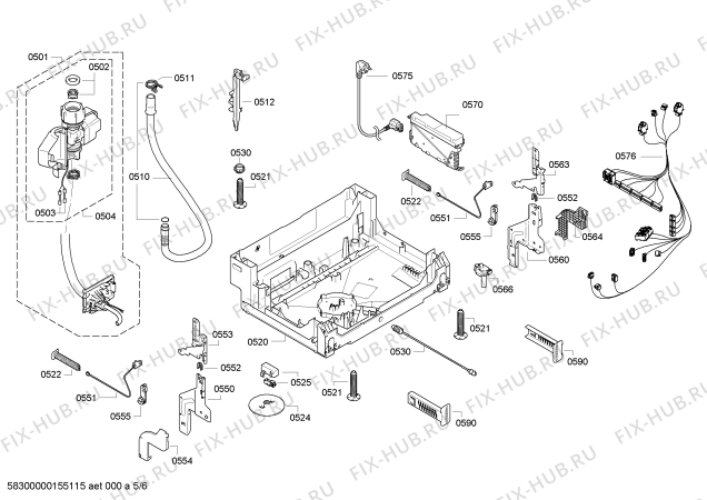 Взрыв-схема посудомоечной машины Bosch SBV65M00GB - Схема узла 05