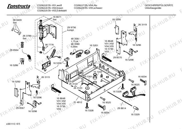 Взрыв-схема посудомоечной машины Constructa CG562J7 - Схема узла 05