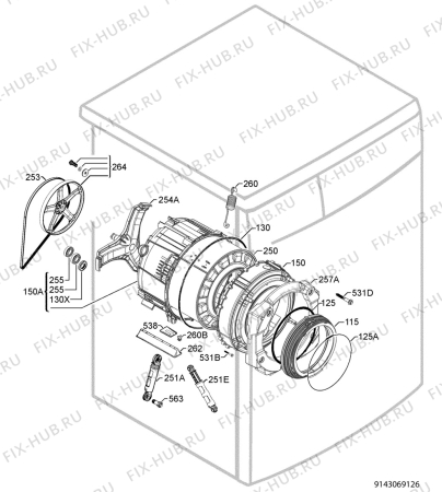 Взрыв-схема стиральной машины Aeg L74950A - Схема узла Functional parts 267