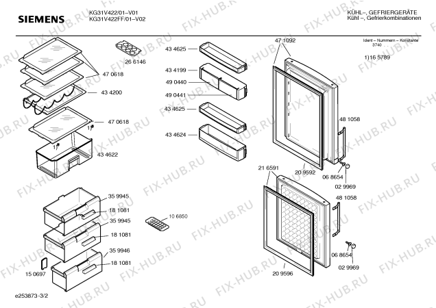 Взрыв-схема холодильника Siemens KG31V422 - Схема узла 02