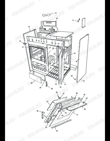 Взрыв-схема плиты (духовки) DELONGHI GEC 8541 GB S I - Схема узла 2