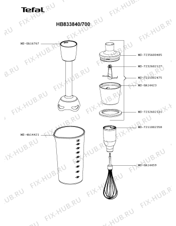 Взрыв-схема блендера (миксера) Tefal HB833840/700 - Схема узла YP005320.6P2