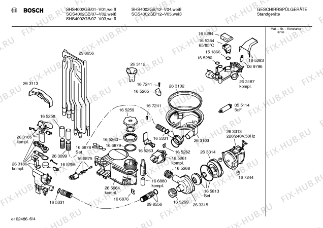 Взрыв-схема посудомоечной машины Bosch SHS4002GB - Схема узла 04