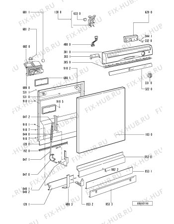 Схема №1 ADP 930/2 WH с изображением Панель для посудомойки Whirlpool 481245370113