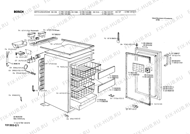 Схема №1 0705124071 GS13A с изображением Панель для холодильника Bosch 00110028