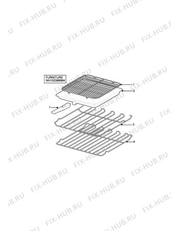 Взрыв-схема плиты (духовки) Electra EL373W - Схема узла H10 Furniture