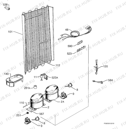 Взрыв-схема холодильника Aeg S70312KG - Схема узла Cooling system 017
