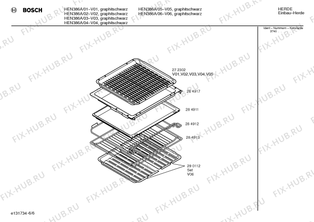 Схема №1 HEN386A с изображением Инструкция по эксплуатации для плиты (духовки) Bosch 00516679