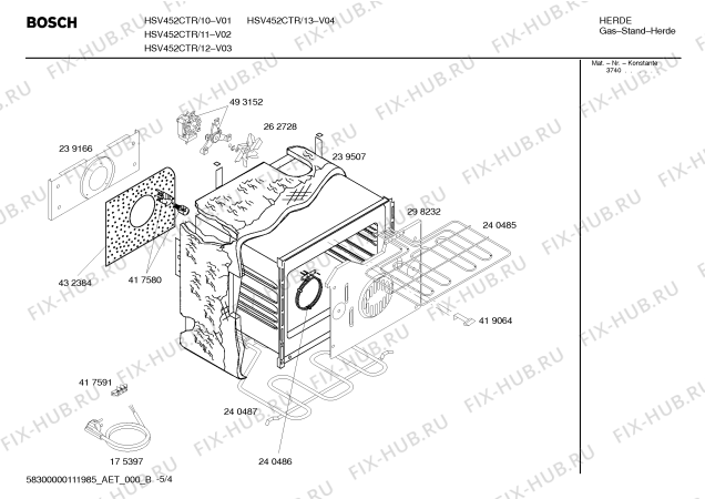 Схема №3 HSV442ANL, Bosch с изображением Панель управления для плиты (духовки) Bosch 00446608
