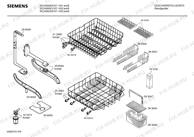 Схема №5 SE24260EU с изображением Инструкция по эксплуатации для посудомоечной машины Siemens 00521800
