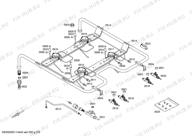 Взрыв-схема плиты (духовки) Bosch HSG122020E - Схема узла 05