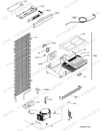 Взрыв-схема холодильника John Lewis JLWFF1554F - Схема узла Cooling system 017