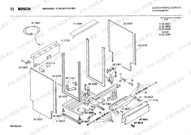 Взрыв-схема посудомоечной машины Bosch 0730301010 SMI6320D - Схема узла 04