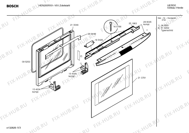 Взрыв-схема плиты (духовки) Bosch HEN205R - Схема узла 03