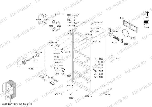 Схема №2 KMF40S20TI с изображением Дверь для холодильника Bosch 00689853