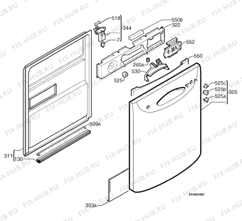 Взрыв-схема посудомоечной машины Electrolux ESF6535 - Схема узла Door 003