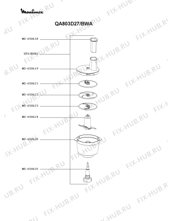 Схема №3 QA803D27/BWA с изображением Корпусная деталь для электрокомбайна Moulinex MS-650397