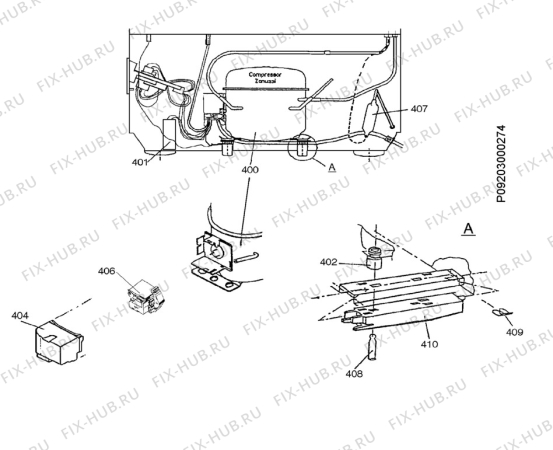 Взрыв-схема холодильника Electrolux EC2309S - Схема узла Cooling system 017