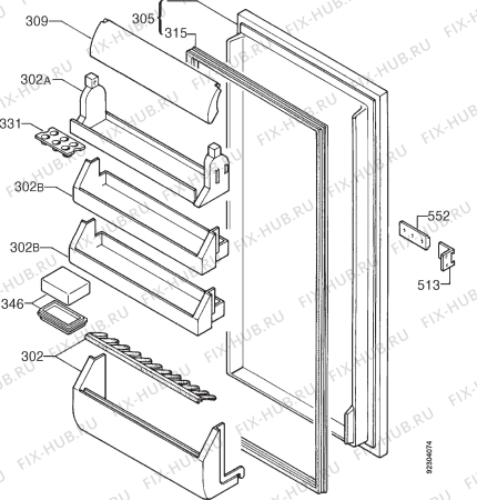 Взрыв-схема холодильника Zanussi ZR255CTN - Схема узла Door 003