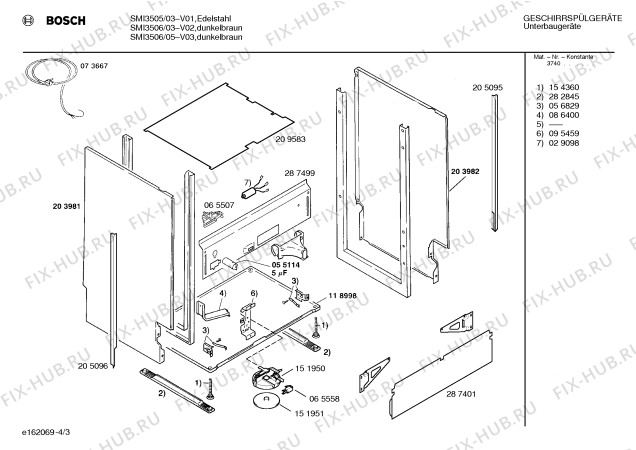 Схема №1 SMI3506 с изображением Панель для посудомоечной машины Bosch 00295185
