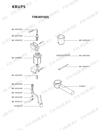 Взрыв-схема кофеварки (кофемашины) Krups F5834510(0) - Схема узла 4P001832.8P2