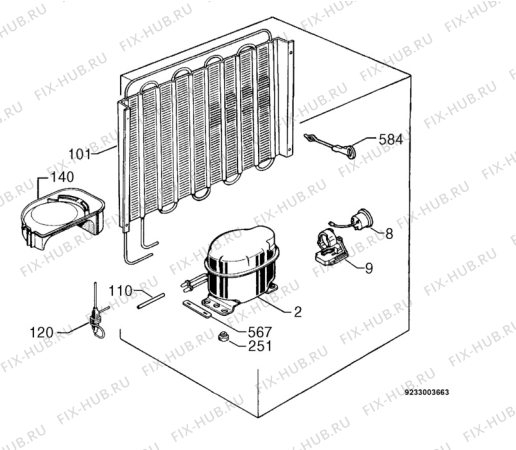 Взрыв-схема холодильника Zanussi ZL95W - Схема узла Cooling system 017