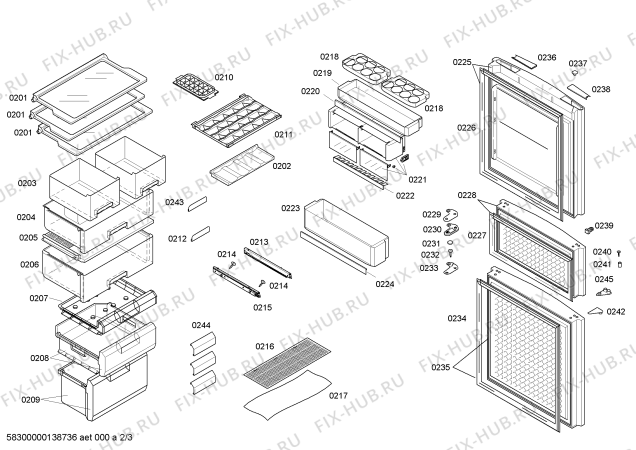 Схема №3 KK25F1622W с изображением Дверь для холодильной камеры Siemens 00712414