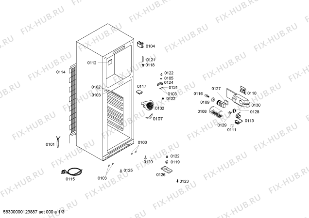 Схема №3 KDV25V05 с изображением Дверь морозильной камеры для холодильника Bosch 00478832