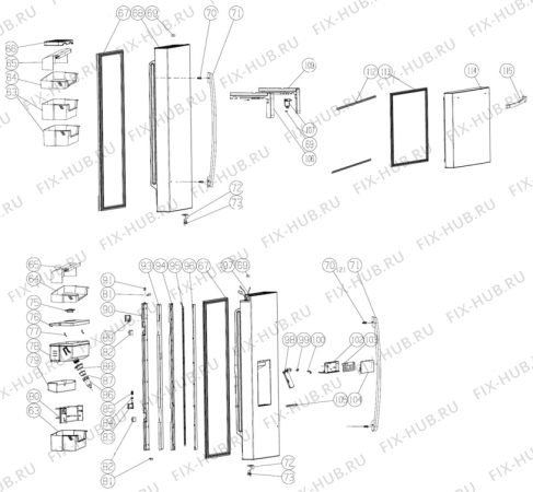 Взрыв-схема холодильника Aeg RMB76311NX - Схема узла Door 003