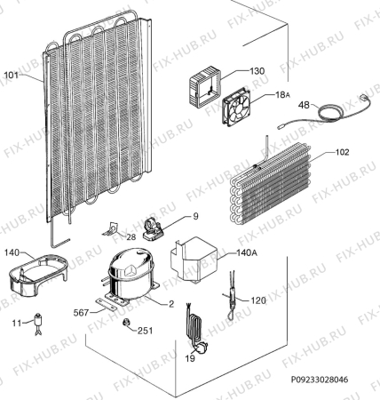 Взрыв-схема холодильника Aeg Electrolux SKZ81800F0 - Схема узла Cooling system 017