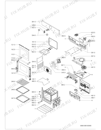 Взрыв-схема плиты (духовки) Ikea OBI F00 OW 101.087.31 - Схема узла