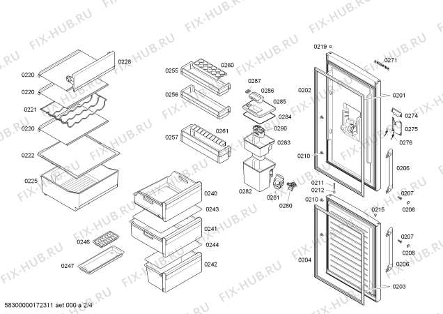 Взрыв-схема холодильника Siemens KG36DVI30 - Схема узла 02