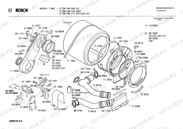 Взрыв-схема сушильной машины Bosch 0728144110 T455 - Схема узла 04