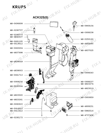 Взрыв-схема микроволновой печи Krups ACK32S(0) - Схема узла MP002072.2P2