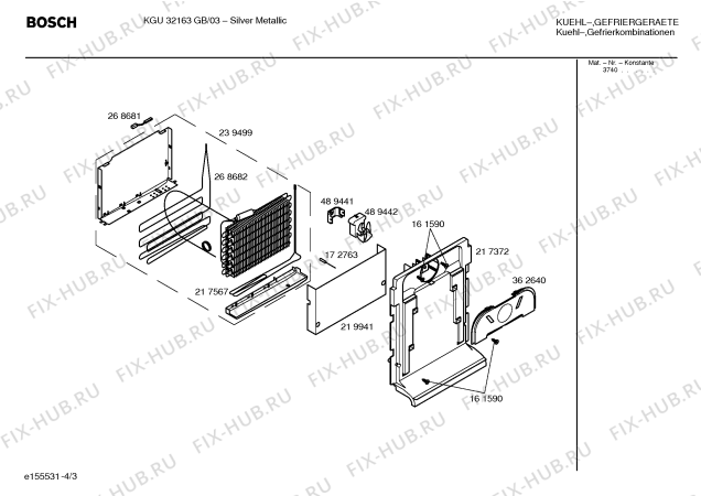 Схема №2 KGU32163GB с изображением Дверь для холодильной камеры Bosch 00240750