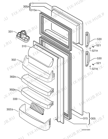 Взрыв-схема холодильника Electrolux ER7120D - Схема узла Door 003