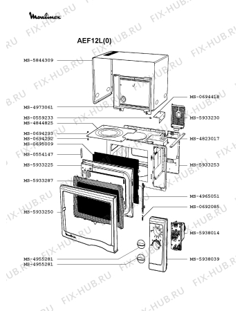 Взрыв-схема микроволновой печи Moulinex AEF12L(0) - Схема узла DP002064.1P2