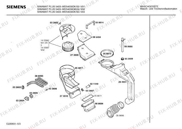 Схема №2 WD54030DK SIWAMAT PLUS 5403 с изображением Инструкция по эксплуатации для стиралки Siemens 00517360