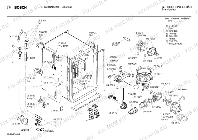 Взрыв-схема посудомоечной машины Bosch SPS2012TC - Схема узла 02