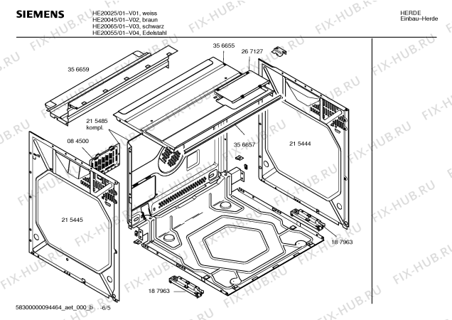 Взрыв-схема плиты (духовки) Siemens HE20065 - Схема узла 05