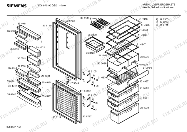 Взрыв-схема холодильника Siemens KG44U190GB - Схема узла 02