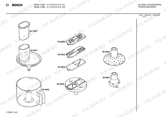 Взрыв-схема кухонного комбайна Bosch 0710014212 - Схема узла 02