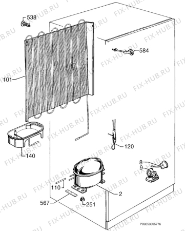 Взрыв-схема холодильника Zanussi ZK17/7R - Схема узла Cooling system 017