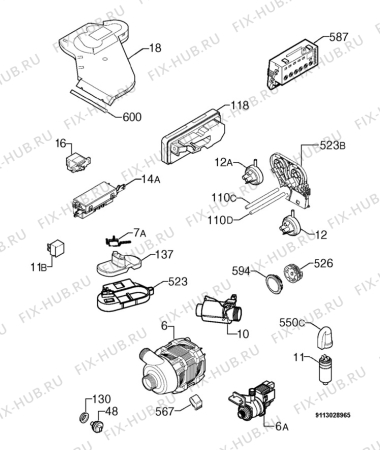 Взрыв-схема посудомоечной машины Juno Electrolux JSI66952 - Схема узла Electrical equipment 268