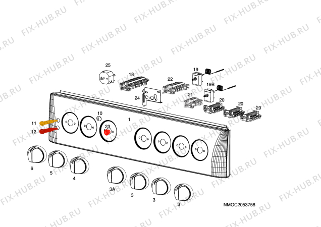 Взрыв-схема плиты (духовки) Rosenlew RTL600 - Схема узла H10 Control Panel