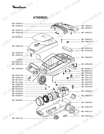 Взрыв-схема пылесоса Moulinex AT6958(0) - Схема узла ZP002339.9P2