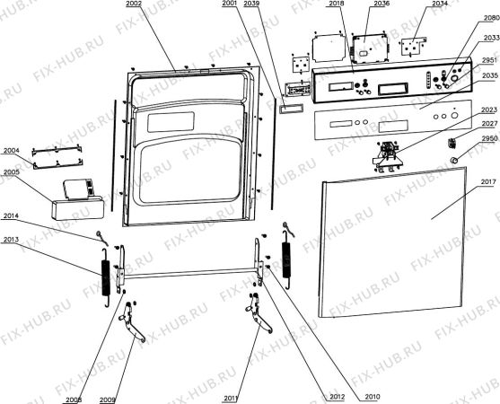 Схема №3 DEDW60W с изображением Дверь для электропосудомоечной машины DELONGHI DAU1590044