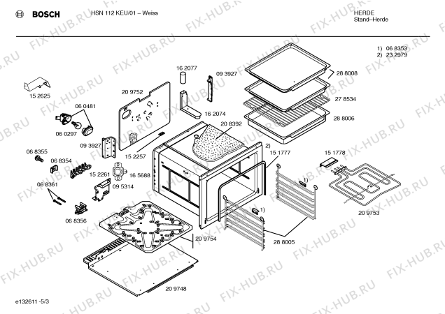 Взрыв-схема плиты (духовки) Bosch HSN112KEU - Схема узла 03